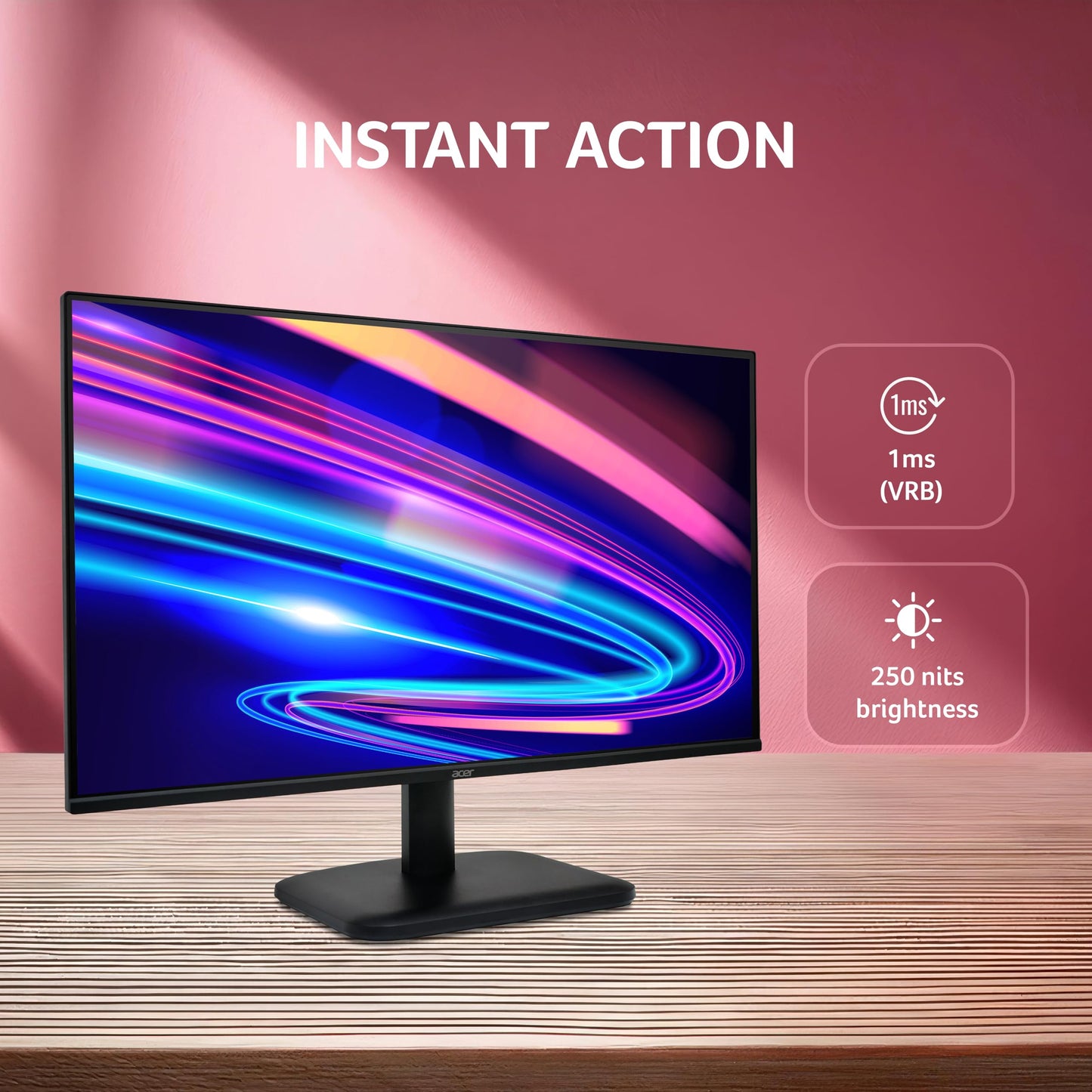 Acer EK240Y P6 P6 23.8 Inch IPS Full HD Backlit LED Monitor I 144Hz Refresh Rate, 1MS VRB Response Time, AMD FreeSync I 1 x VGA 1 x HDMI with Inbox HDMI Cable I Zero Frame Design I Eye Care I Black