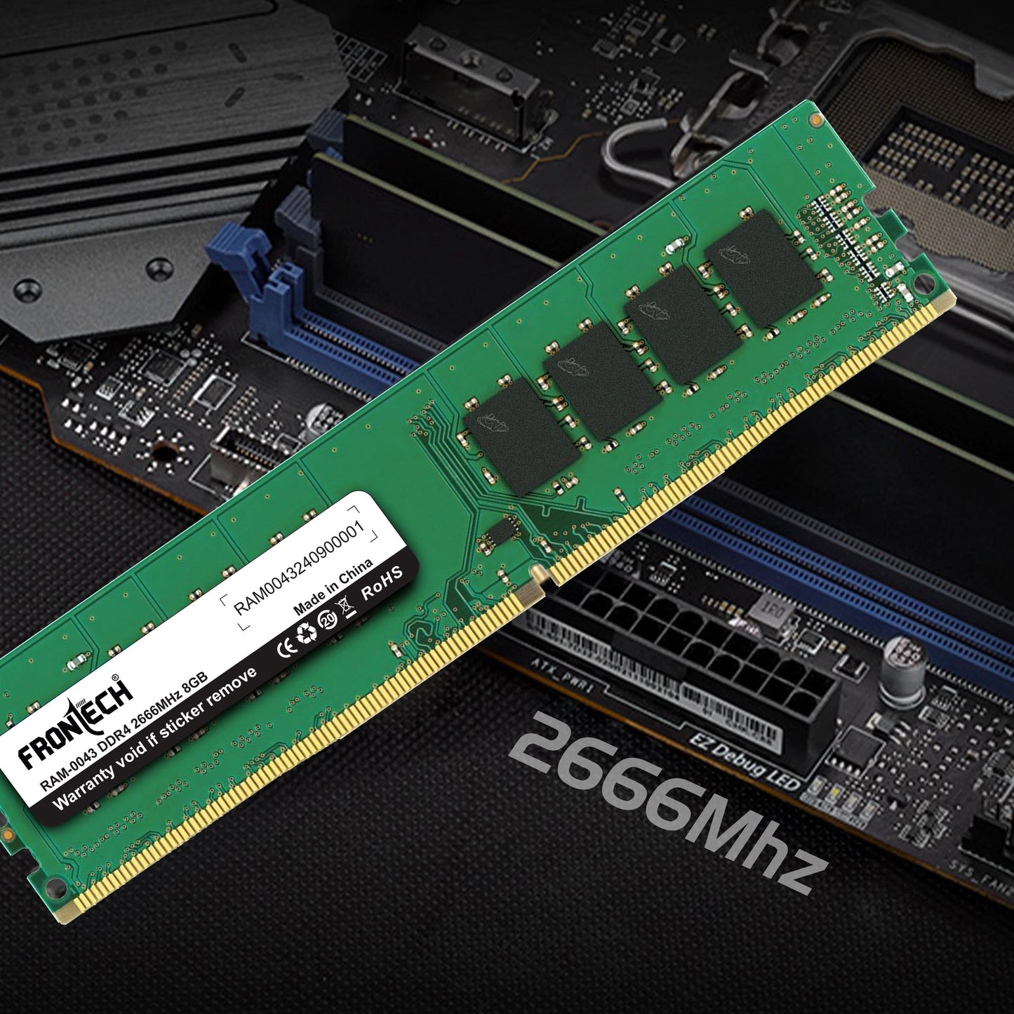 FRONTECH 8GB DDR4 16 Chips 2666 MHz Desktop RAM Memory, Suitable for Gaming, Multitasking (RAM-0043)