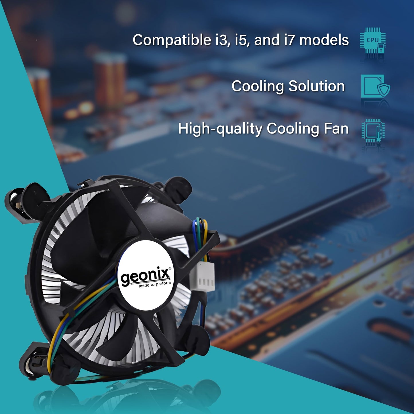 Geonix LGA 1200 CPU FAN I Black I Low Power Cosumption I Optimal Cooling Performance I 1 Year Warranty