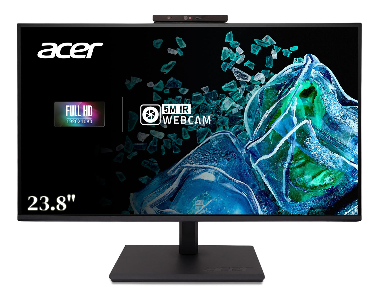 Acer B247Y D6 23.8 Inch IPS Full HD Backlit LED LCD Monitor I IR 5M Adjustable Webcam with Human Presence Detection, 120Hz, Height Adjustment and Pivot, HDMI, VGA, DP, USB 3.2 HUB I Stereo Speakers