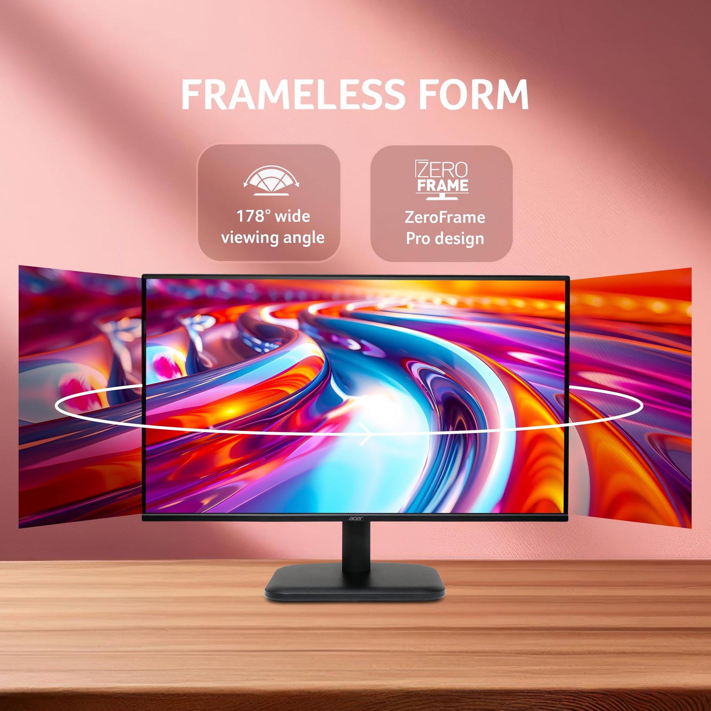Acer EK240Y P6 P6 23.8 Inch IPS Full HD Backlit LED Monitor I 144Hz Refresh Rate, 1MS VRB Response Time, AMD FreeSync I 1 x VGA 1 x HDMI with Inbox HDMI Cable I Zero Frame Design I Eye Care I Black