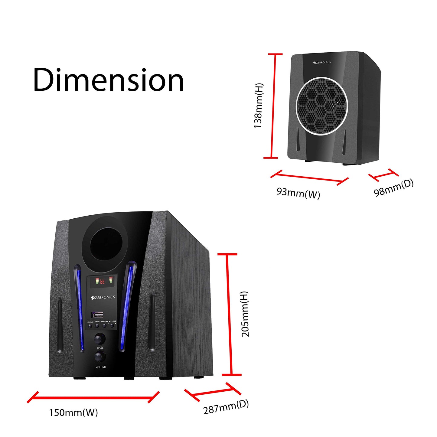 Zebronics BT2750RUF Wireless Bluetooth Multimedia Speaker