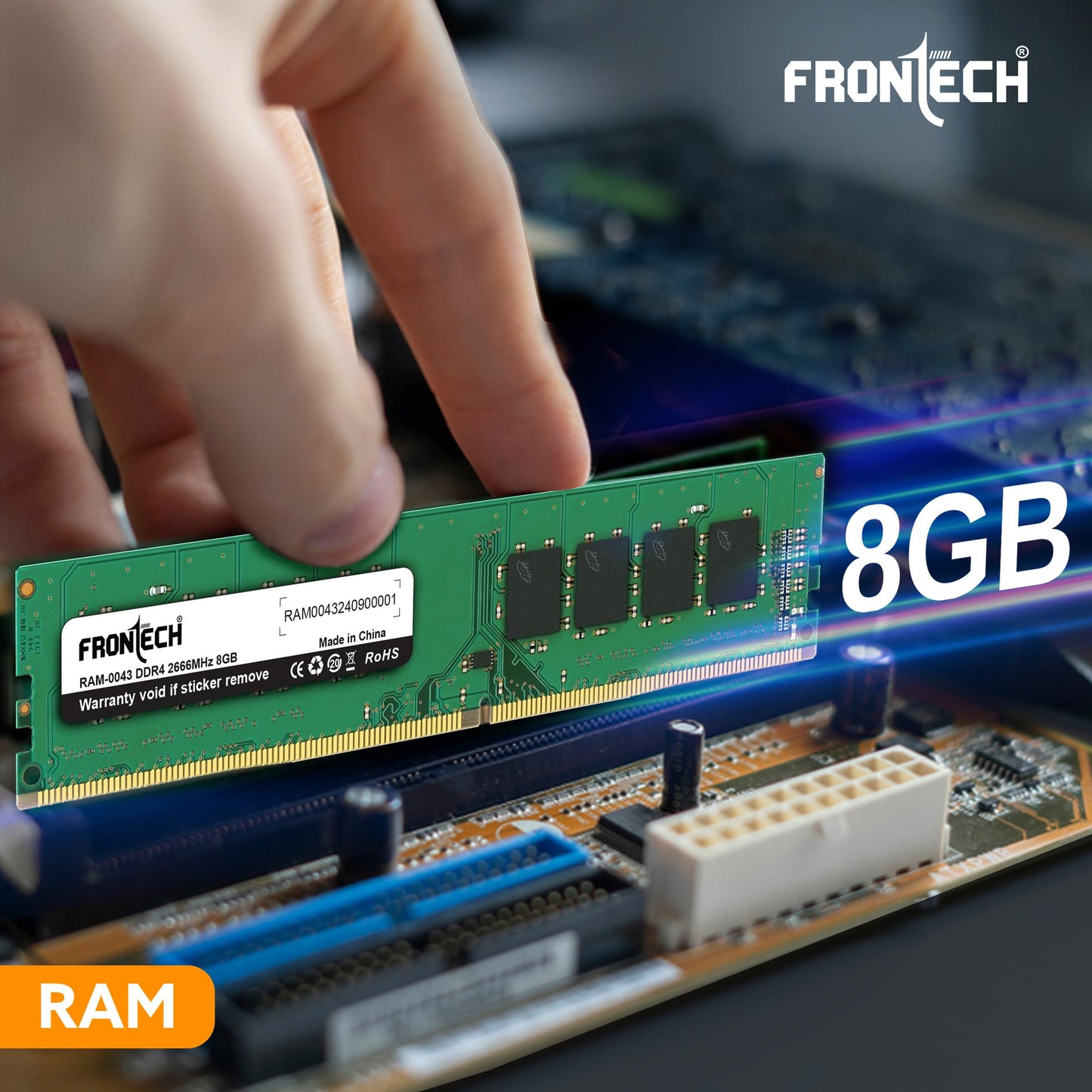FRONTECH 8GB DDR4 16 Chips 2666 MHz Desktop RAM Memory, Suitable for Gaming, Multitasking (RAM-0043)