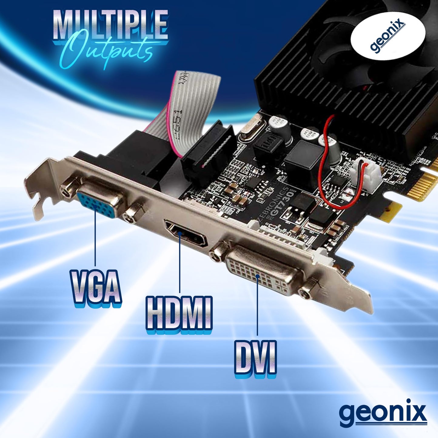 GEONIX GEFORCE GT 730LP 4GB DDR3 Graphic Card | 64bit Dual Slot | Multiple Outputs- VGA, HDMI, DVI | Support PCI-e2 Profile