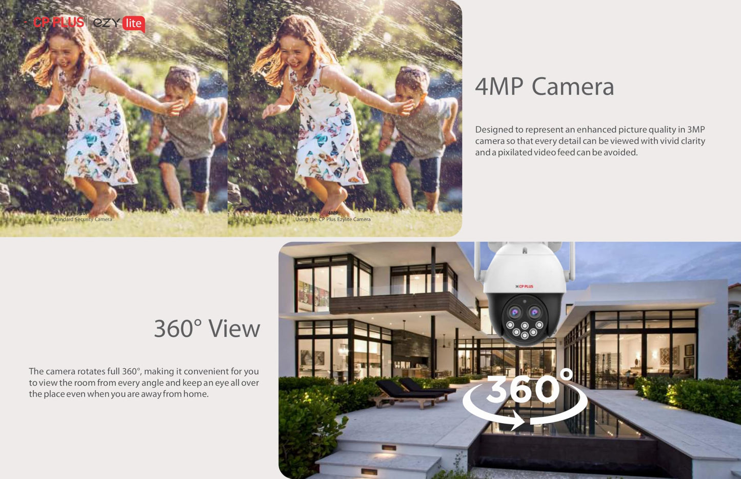 CP PLUS 4MP Dual Lense 4G SIM Supported Full Color PT Outdoor Camera | 10x Zoom Using Dual Lens | 360° View | Supports 2 Way Talk | SD Card (Upto 256 GB) | Motion Detection | EZ-S42G-D