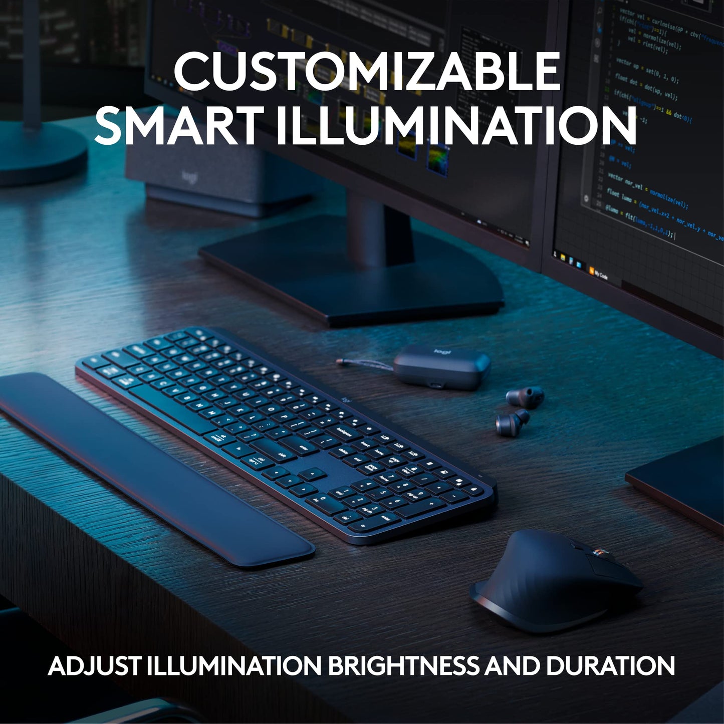 Logitech MX Keys S Combo - Performance Wireless Keyboard and Mouse with Palm Rest, Customisable Illumination, Fast Scrolling, Bluetooth, USB C, for Windows, Linux, Chrome, Mac