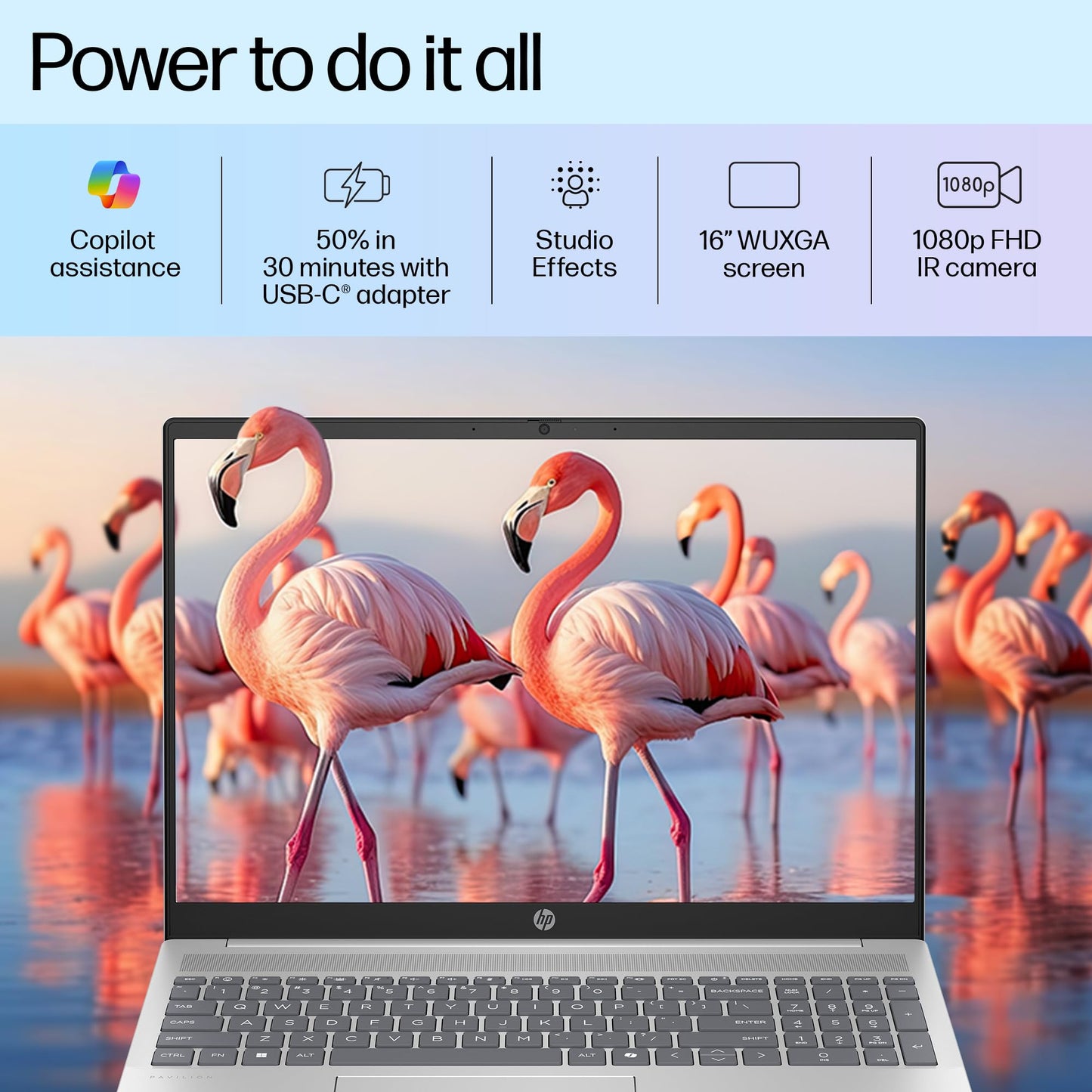 HP Pavilion 16 AI Laptop, Intel Core Ultra 5 125U (14th Generation) 16 GB LPDDR5,1TB SSD,16-inch (40 cm), WUXGA, 300 nits, 1080p FHD IR Camera, Backlit Kb, (Win11+Office, Silver, 1.77 kg) 16-af0056TU