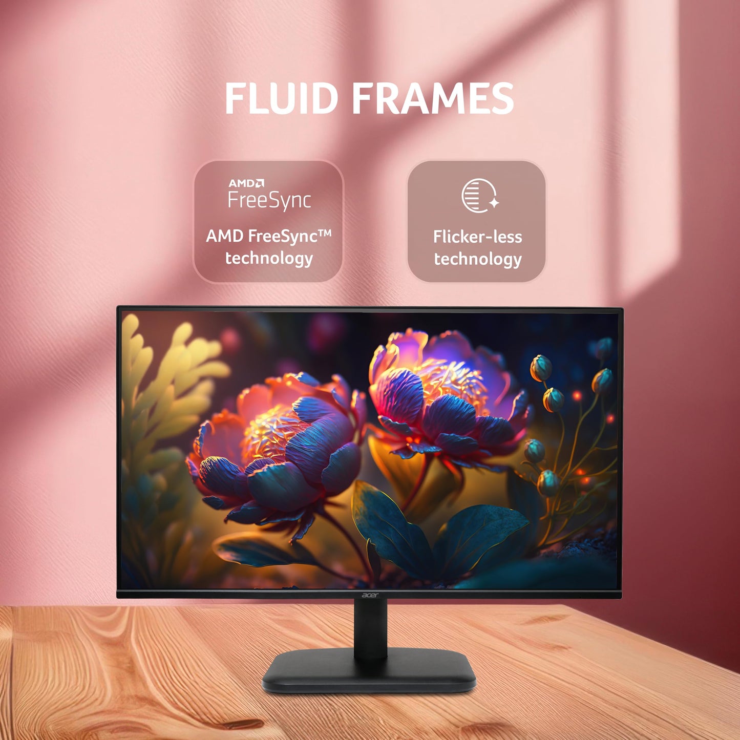 Acer EK240Y P6 P6 23.8 Inch IPS Full HD Backlit LED Monitor I 144Hz Refresh Rate, 1MS VRB Response Time, AMD FreeSync I 1 x VGA 1 x HDMI with Inbox HDMI Cable I Zero Frame Design I Eye Care I Black
