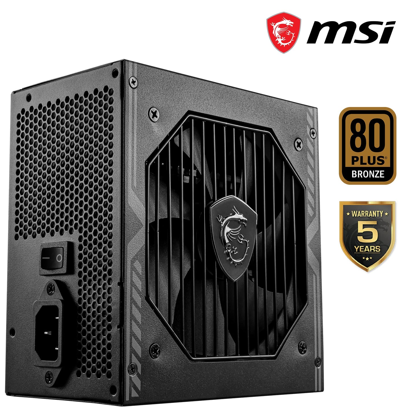 MSI MAG A650BN Power Supply Unit - 650W, 80 Plus Bronze Certified, 12V Single-Rail, DC-to-DC Circuit, 120mm Fan, Active PFC Design, Multiple Connectivity, for Gaming PC, 5-Year Warranty