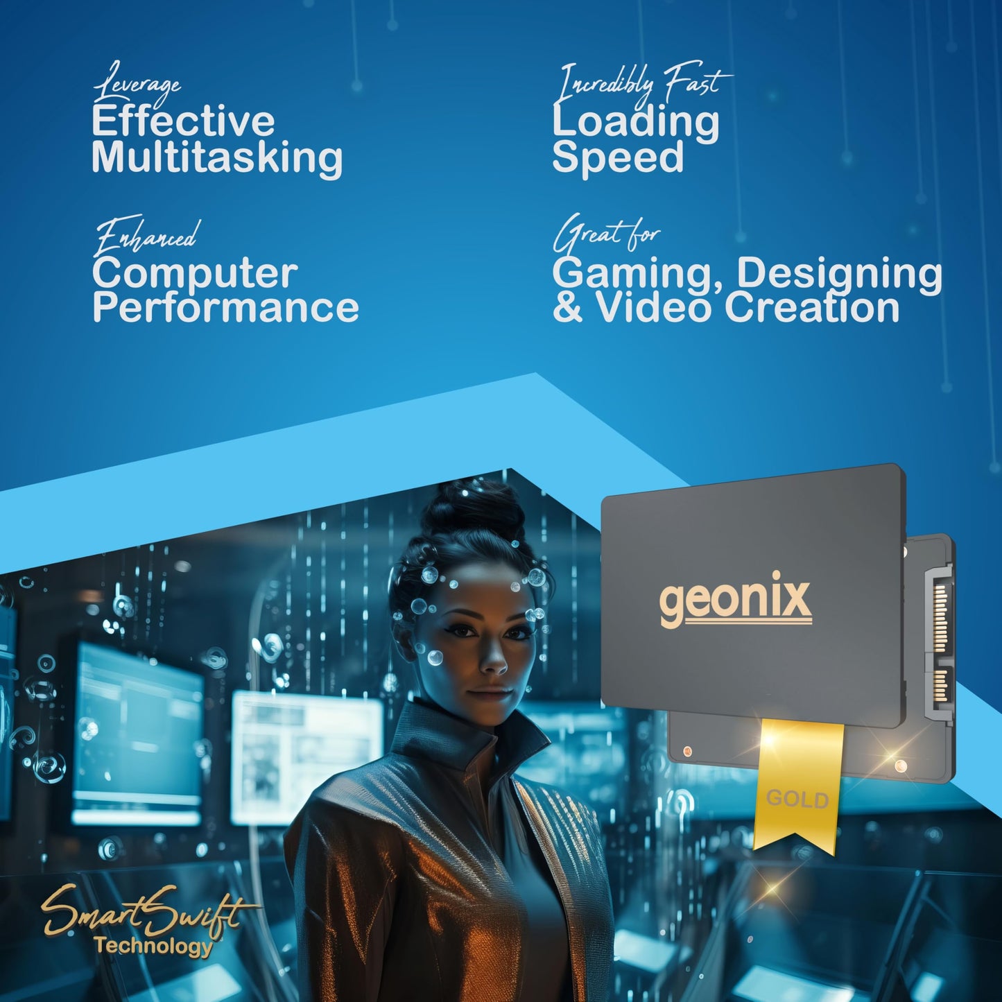GEONIX SATA 2.5" 256GB Internal Solid State Drive6Gb/s | Fast Performance | Read/Write Speed Upto - 570/500 MB/s | Quad Channel Controller Compatible with PC and Laptop | 5 Years Warranty.