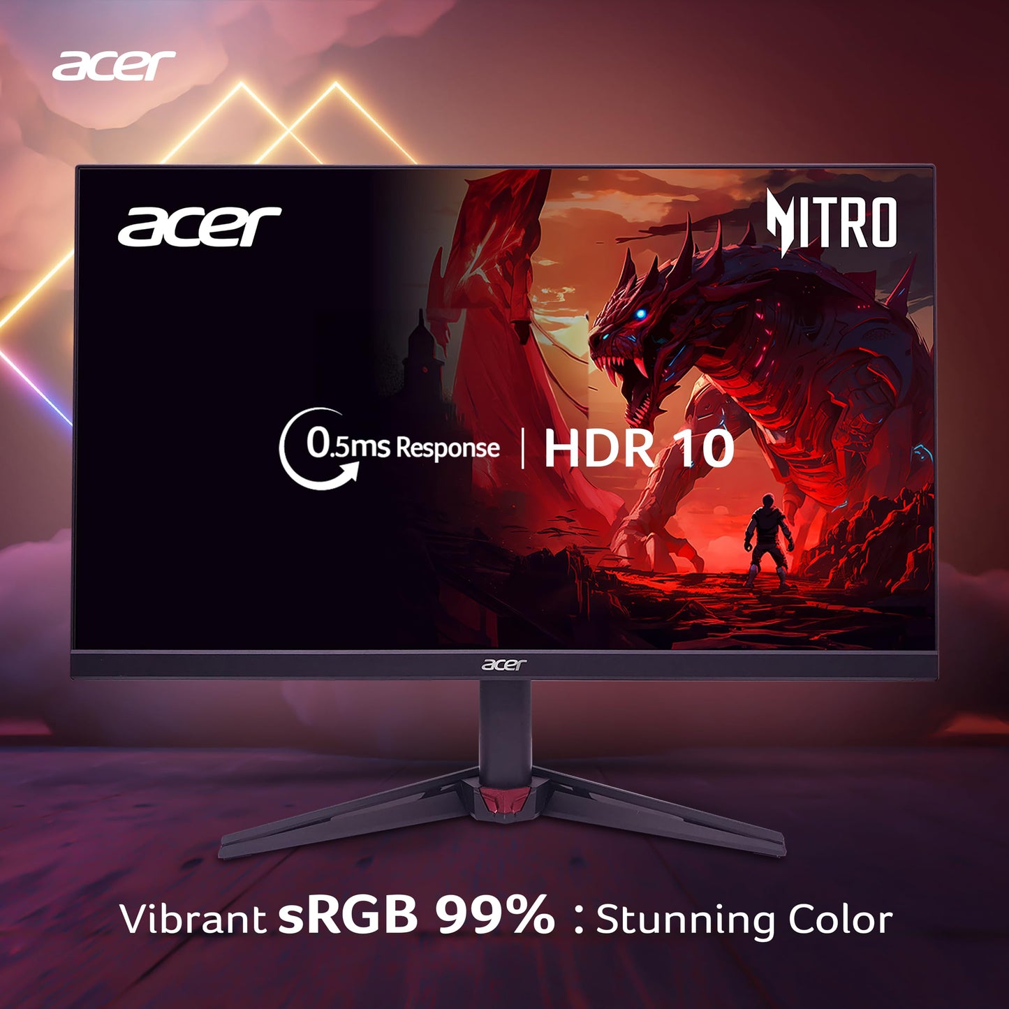 Acer Nitro VG240Y X1 23.8 Inch IPS Full HD Backlit LED Gaming Monitor I 0.5 MS Response I 200Hz Refresh Rate I SRGB 99%, HDR 10 I 2xHDMI, 1xDP I Stereo Speakers I AMD FreeSync Premium I Eye Care