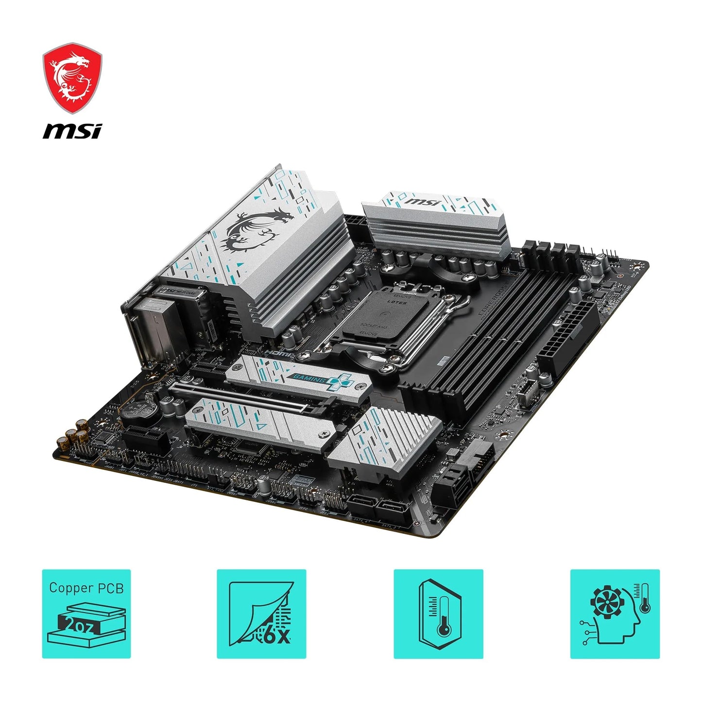 MSI B650M Gaming Plus WiFi Motherboard, mATX - Supports AMD Ryzen 7000 Series Processors, AM5, DDR5 Memory Boost 7800+MHz/OC, 1 x PCIe 4.0 x16, 2 x M.2 Gen4, Wi-Fi 6E