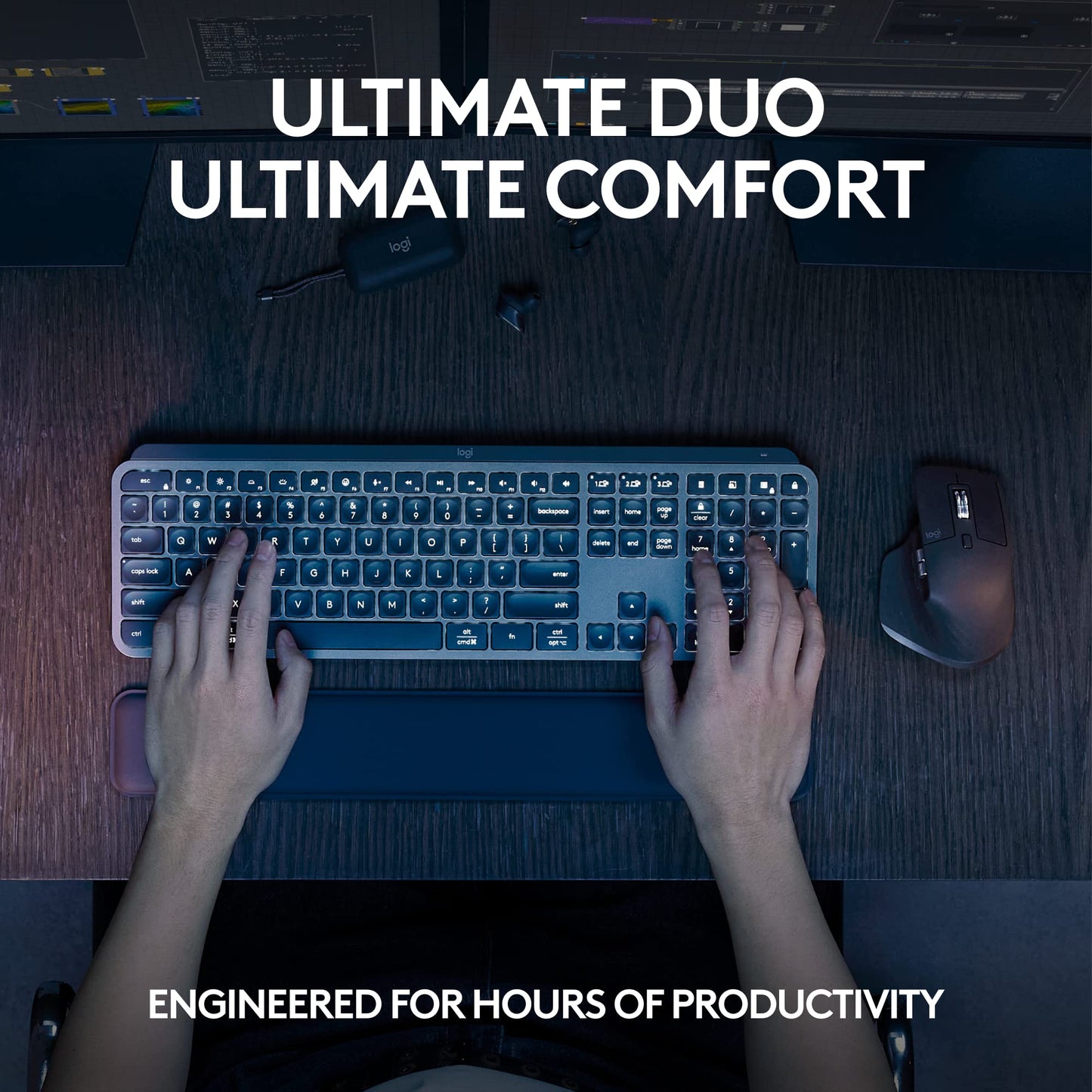 Logitech MX Keys S Combo - Performance Wireless Keyboard and Mouse with Palm Rest, Customisable Illumination, Fast Scrolling, Bluetooth, USB C, for Windows, Linux, Chrome, Mac