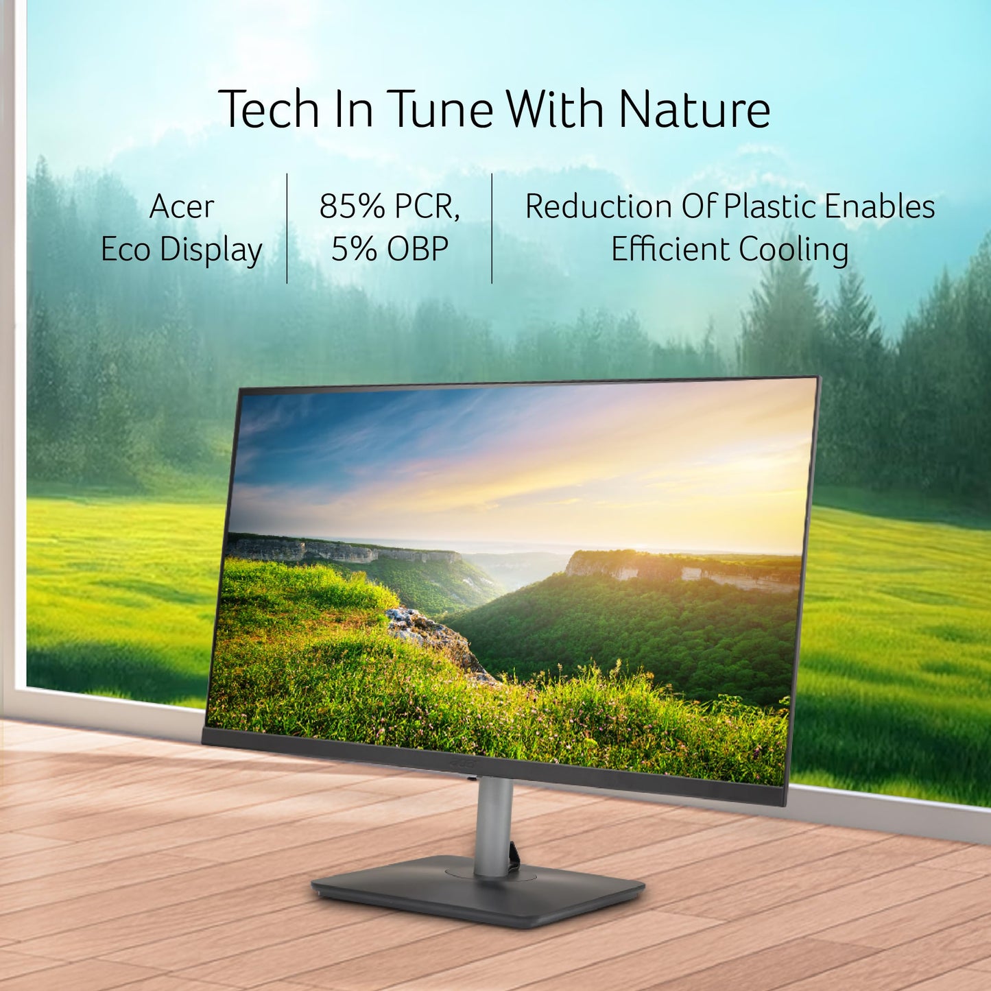 Acer RS242Y 23.8 Inch Full HD IPS Ultra-Thin (6.9mm) Backlit LED Monitor I Color Patterned Back Mood Light I Dual Glass Design, Sleek Metal Frame I 1 MS, 120Hz I 1xHDMI 1xVGA I Speakers I Eye Care
