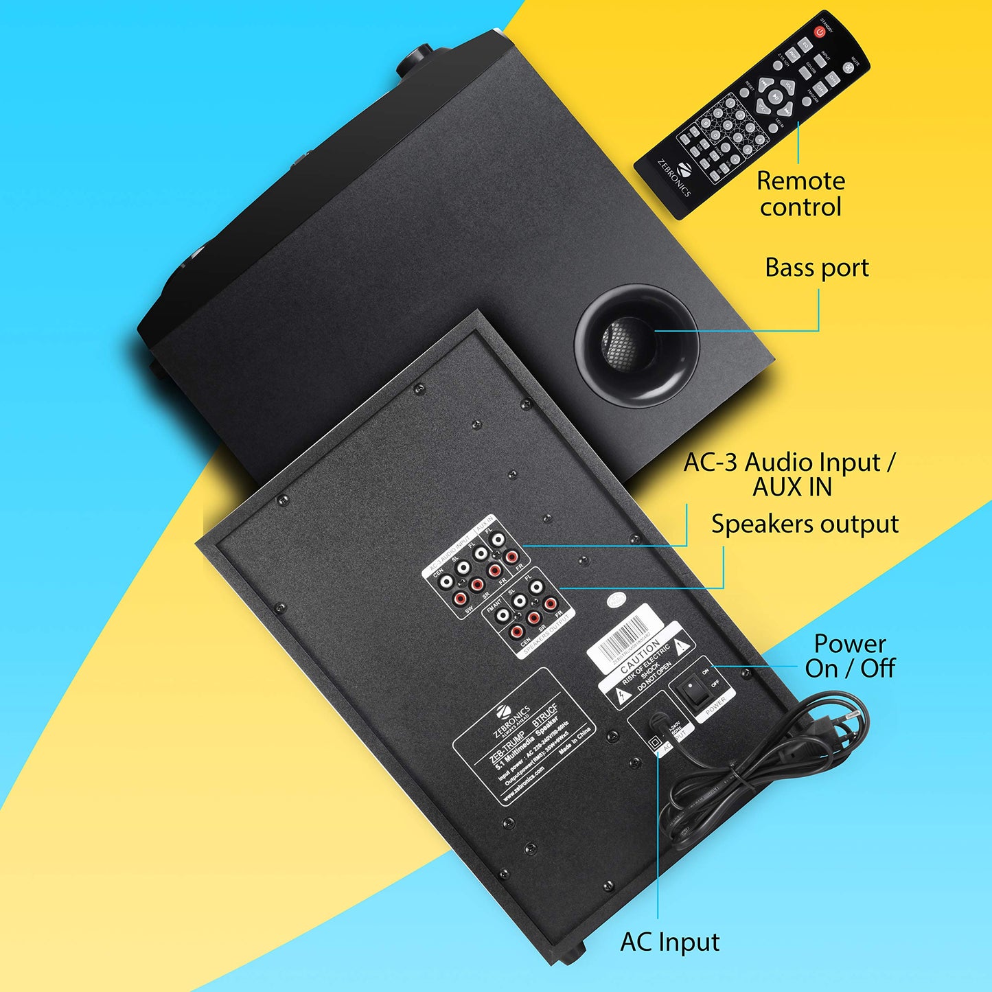 ZEBRONICS Btrucf 80 Watt 5.1 Channel Multimedia Speaker