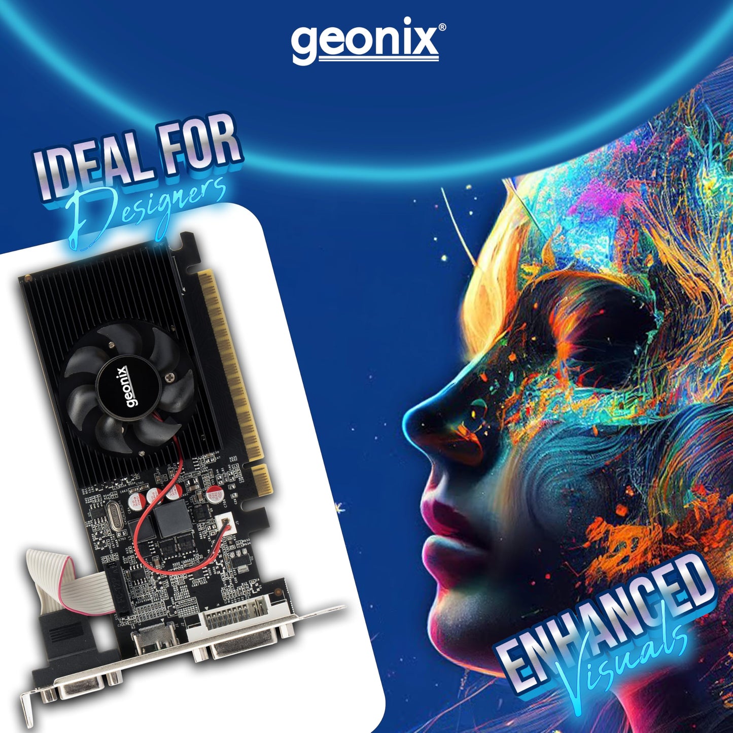 GEONIX GEFORCE GT 730LP 4GB DDR3 Graphic Card | 64bit Dual Slot | Multiple Outputs- VGA, HDMI, DVI | Support PCI-e2 Profile