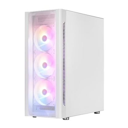 GALAX PC Case Revolution-06 (REV-06W) White Gaming Cabinet | Supports ATX, M-ATX, ITX | 4 RGB Cooling Fans | Hinged Magnetic Tempered Glass Door | Mesh Panel | Minimalist Design | Spacious Interior