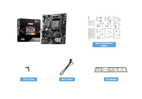MSI B450M-A PRO MAX II Motherboard, Micro-ATX, AM4 DDR4 USB 3.2 Gen 1 HDMI