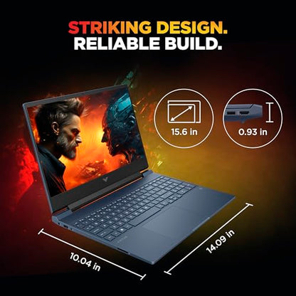 HP Victus, AMD Ryzen 9-8945HS, 8GB NVIDIA GeForce RTX 4060 AI Gaming Laptop (16GB RAM, 1TB SSD), 144Hz, IPS, 15.6"/39.6cm, FHD, Win 11, MS Office 2024, Blue, 2.29Kg, Backlit KB, fb3025AX
