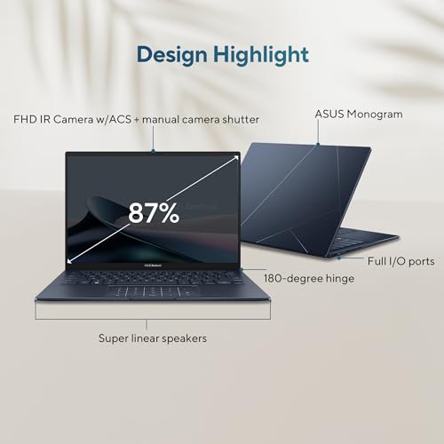 ASUS Zenbook 14,Intel Core Ultra 7 (Series 2),Thin & Light(Intel Arc iGPU/32GB/1TB/3K OLED Touch screen/14/120Hz/Windows 11/M365 Basic (1Year)*/Office Home 2024/Ponder Blue/1.28 kg) UX3405CA-PZ163WS