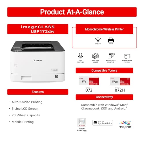 Canon imageCLASS LBP172dw – Monochrome Duplex, Wireless Laser Printer