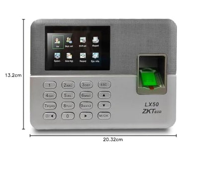 ZKTeco LX50 Biometric Fingerprint Time Attendance Clock | Employee Check-in Recorder with Built-in SSR Excel Software | 500 Users Capacity | No Monthly Fees (Silver)