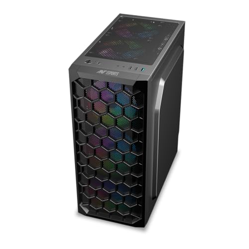 Ant Esports Elite 1120 Mid-Tower Computer Case/Gaming Cabinet - Black | Support ATX, M-ATX, ITX | Pre- Installed 3 x 120mm Front and 1 x 120mm Rear Rainbow Fans