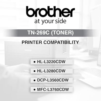Brother Toner TN-269C (Cyan Color) Has 1200 Pages Yield Compatible with HL-L3220CDW HL-L3280CDW DCP-L3560CDW MFC-L3760CDW