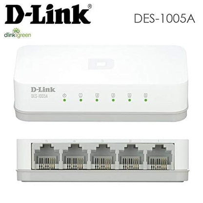 D-Link DES-1005C 5-Port 10/100 Mbps Unmanaged Switch, White