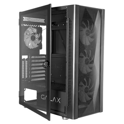 GALAX PC Case Revolution-06 (REV-06W) White Gaming Cabinet | Supports ATX, M-ATX, ITX | 4 RGB Cooling Fans | Hinged Magnetic Tempered Glass Door | Mesh Panel | Minimalist Design | Spacious Interior