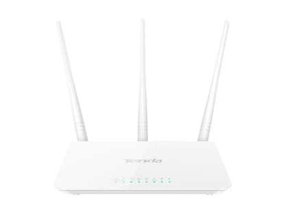 Tenda F3 300Mbps Wi-Fi Router, Easy Setup, WPS Button, Parental Control, Bandwidth Control, Wi-Fi Schedule, with 3 * 5dBi High Power External Antennas (White, N300 F3)