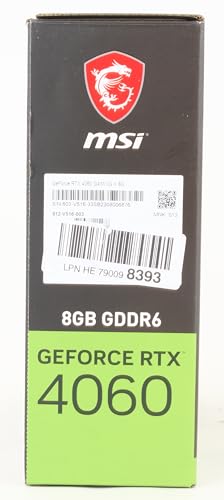 MSI Geforce RTX 4060 Ventus 2X Black 8G Oc 8Gb Gddr6 128-Bit Gaming Graphic Card, pci_e