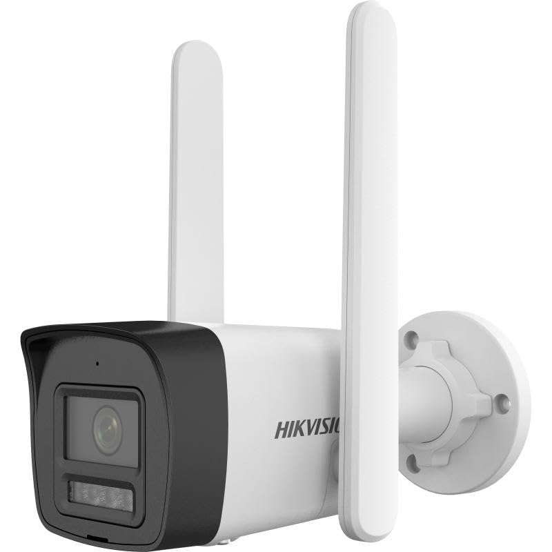 HIKVISION 4MP Smart 4G Hybrid Light Fixed Bullet CCTV Camera | Human & Vehicle Detection | Support 4G LTE(Nano SIM)| 2Way Audio | Storage upto 512 GB(SDcard slot) | Water Resistant |DS-2CD1043G2-LIDUF