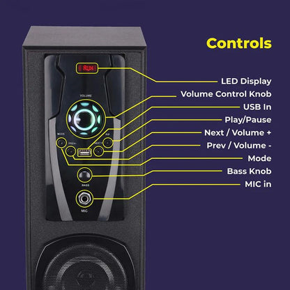 ZEBRONICS Legend Wireless BT/USB/FM/AUX/MIC Input LED Display
