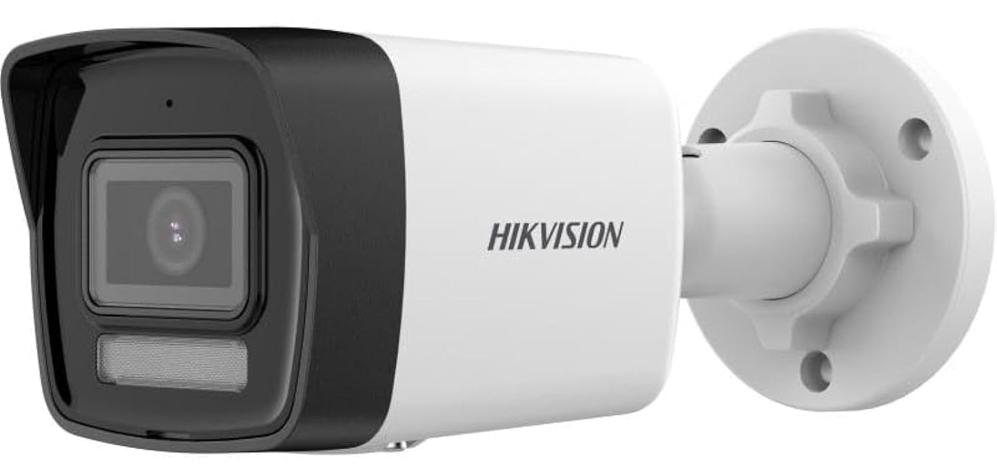 HIKVISION 2 MP Wireless 1080P Smart Hybrid Light Outdoor Bullet Network IP CCTV Camera Built-in Mic with Day/Night Color Vision, Motion Detection [DS-2CD1023G2-LIU] + USEWELL RJ45, White