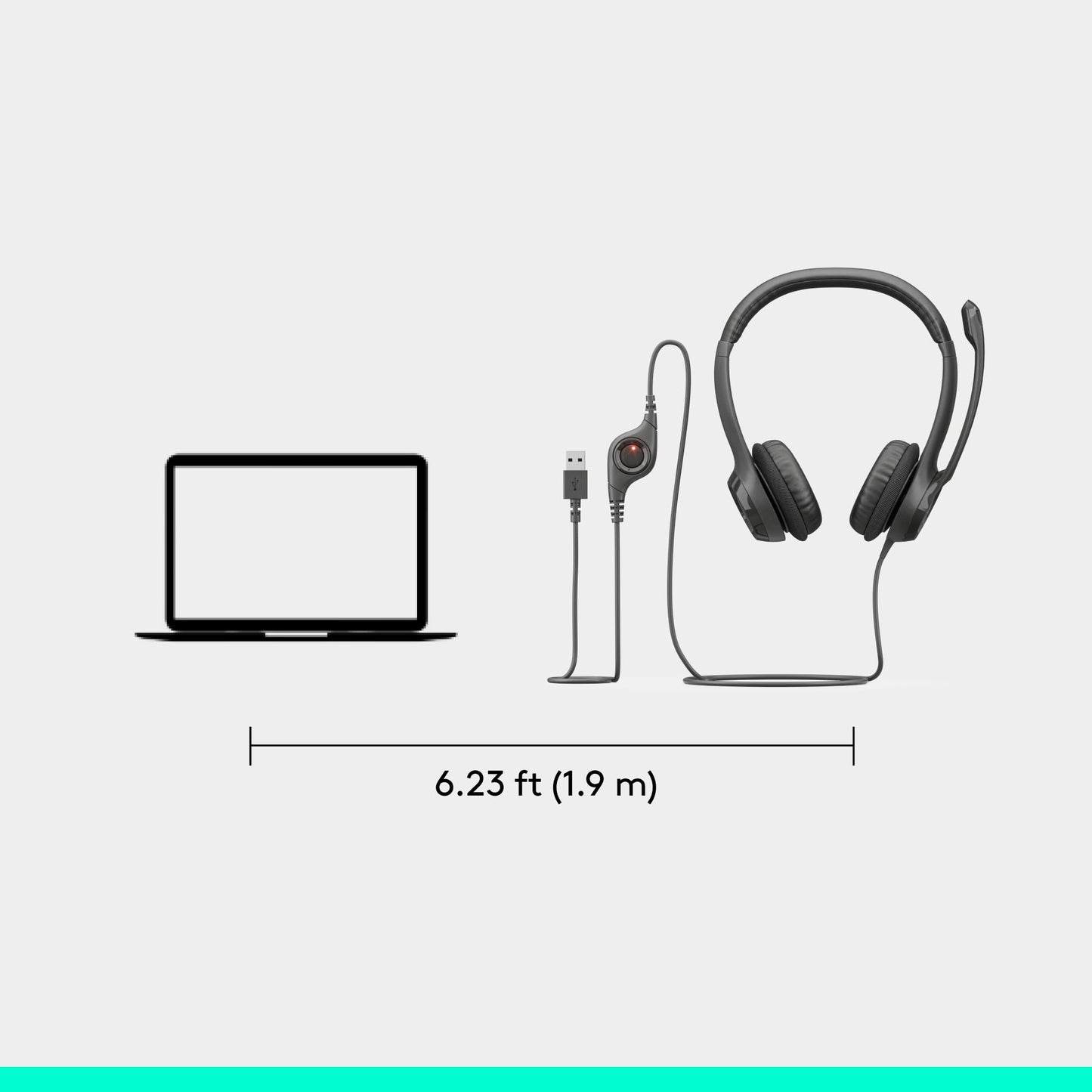 Logitech H390 Wired On Ear Headset for PC/Laptop, Stereo Headphones with Noise Cancelling Microphone, USB-A, In-Line Controls, Works with Chromebook