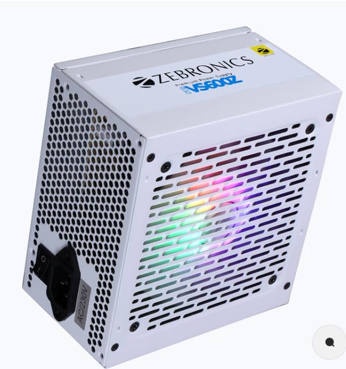 ZEBRONICS ZS500 500W Non Modular Power Supply with Silent 120mm RGB Fan, SATA x 3, 12V 28A (Max.), Over Voltage/Short Circuit Protection