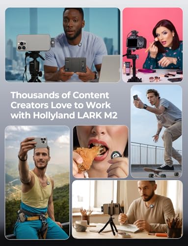 Hollyland Lark M2 Wireless Microphone for iPhone15/16 & Androids, Mini Microphone, 1000ft Range, Hi-Fi Audio, Noise Cancelling, 30h Use, Video Recording