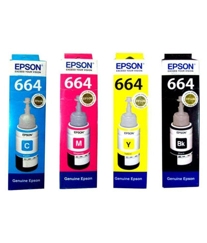 T664 Original Ink Compatible for Epson L100, L110, L130, L200, L210, L220, L300, L310, L350, L355, L360, L365, L380, L455, L550, L555, L565 Printers (Multicolour)