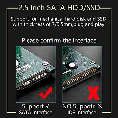 SmartTech 2.5 inch Sata HDD / SSD Hard Drive Enclosure USB 3.1 with Type C OTG Cable Internal Hard Disk Drive Case for External Portable Transparent Casing Computer Laptop (2.5- USB 3.1)