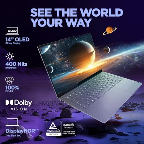 Lenovo Smartchoice Yoga Slim 7 Intel Core Ultra 5 125H Built-in AI 14"(35.5cm) WUXGA-OLED 400Nits Laptop (16GB/512GB SSD/60Hz/100% DCI-P3/Win11/MSO 21/1Yr ADP Free/Alexa/Grey/1.39Kg), 83CV003MIN