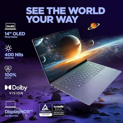 Lenovo Smartchoice Yoga Slim 7 Intel Core Ultra 5 125H Built-in AI 14"(35.5cm) WUXGA-OLED 400Nits Laptop (16GB/512GB SSD/60Hz/100% DCI-P3/Win11/MSO 21/1Yr ADP Free/Alexa/Grey/1.39Kg), 83CV003MIN