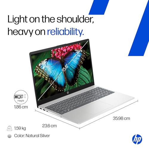 HP 15, 13th Gen Intel Core i5-1334U (16GB DDR4, 512GB SSD) Anti-Glare, Micro-Edge, 15.6''/39.6cm, FHD, Win 11, Office 24, Silver, 1.59kg, fd0467tu, Iris Xe Graphics, FHD Camera, Backlit KB Laptop