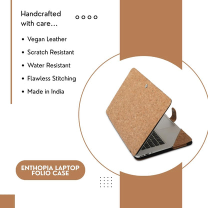 Enthopia Laptop Folio Case Compatible for HP Laptops - Vegan Leather - (HP ProBook 430 G8 Notebook PC, Plain Cork)