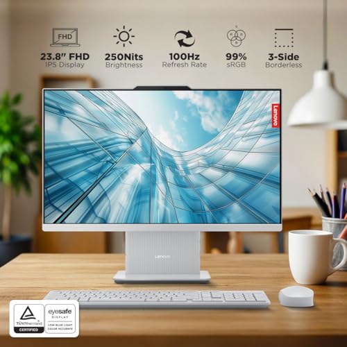 Lenovo IdeaCentre AIO 13th Gen Core i3-1315U 24" FHD IPS (8GB RAM/512GB SSD/Windows11/Office 21/3Wx2 Harman Speakers/Alexa Built-in/Wireless EOS Keyboard & Mouse, Grey), F0HN00FWIN All-in-One Desktop