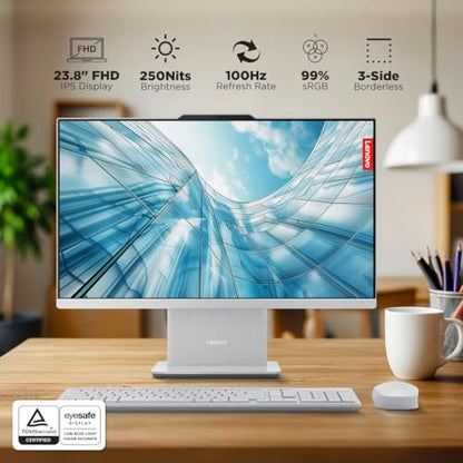 Lenovo IdeaCentre AIO 13th Gen Core i3-1315U 24" FHD IPS (8GB RAM/512GB SSD/Windows11/Office 21/3Wx2 Harman Speakers/Alexa Built-in/Wireless EOS Keyboard & Mouse, Grey), F0HN00FWIN All-in-One Desktop