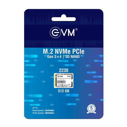 EVM 512GB M.2 NVMe (2230) Internal SSD - PCIe Gen 3x4, Up to 3600MB/s Read, 2800MB/s Write - Ideal for PC Boost Storage - 5 Years Warranty (EVMNV30/512GB)