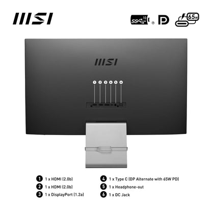 MSI Modern MD271UL 27 Inch 4K Uhd Professional Productivity Monitor 3840 x 2160 IPS Panel, Eye-Friendly Screen, 99% DCI-P3/139% SRGB Colour Gamut - 2X HDMI 2.0b, DP 1.2a, USB Type-C (65W PD), Silver