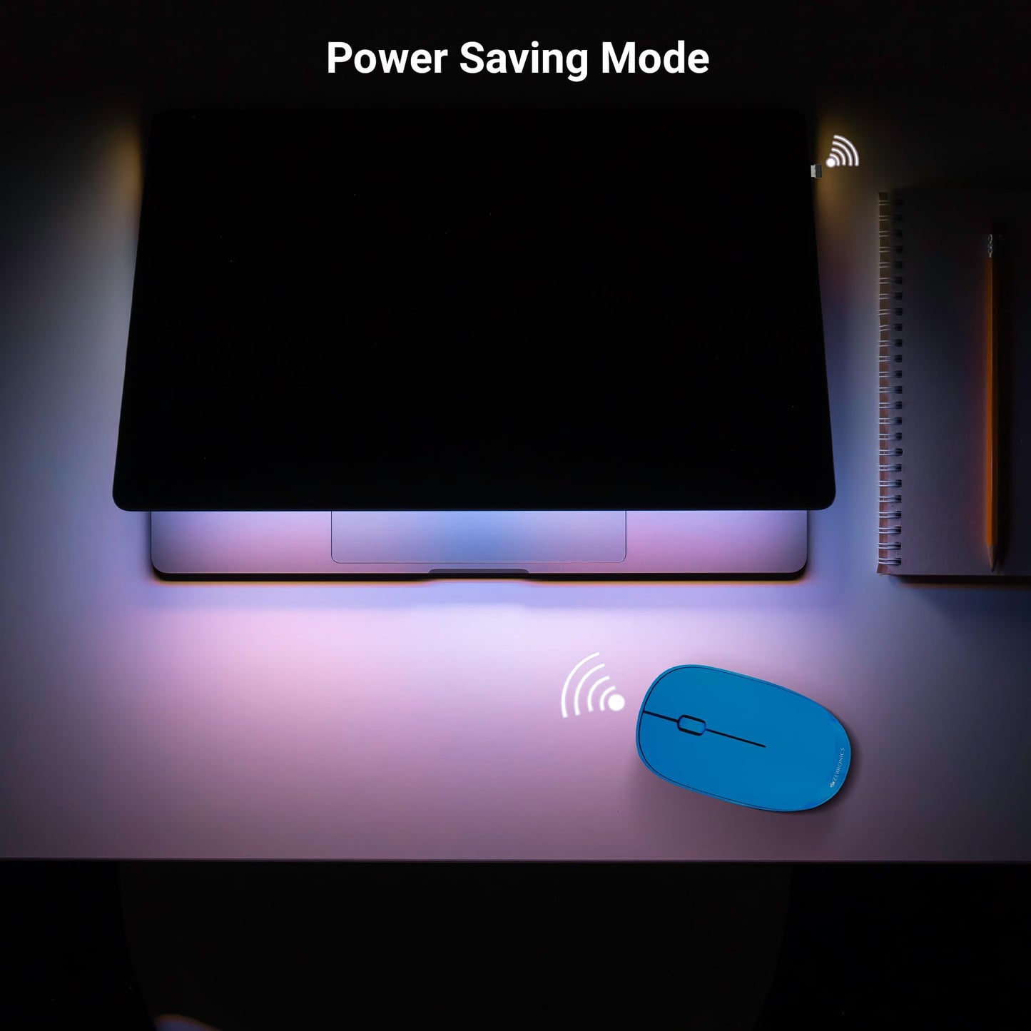ZEBRONICS Haze Wireless Mouse for Computers, Laptops with 1200 DPI, Advanced Optical Sensor, 2.4GHz USB Nano Receiver, Plug - Play Usage, Power Saving Mode and Comfortable use on Most Surfaces - Blue