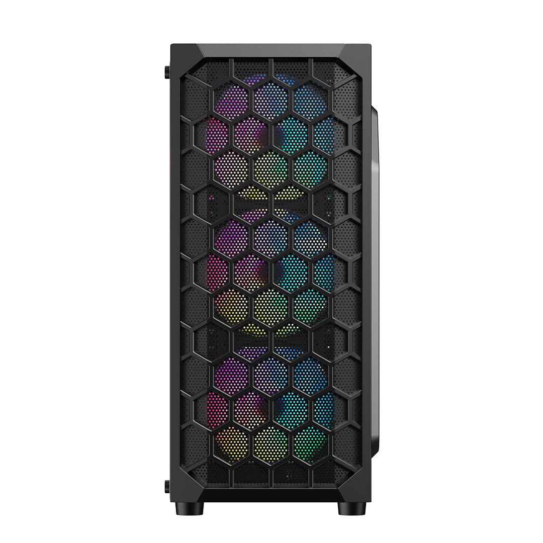 Ant Esports Elite 1120 Mid-Tower Computer Case/Gaming Cabinet - Black | Support ATX, M-ATX, ITX | Pre- Installed 3 x 120mm Front and 1 x 120mm Rear Rainbow Fans